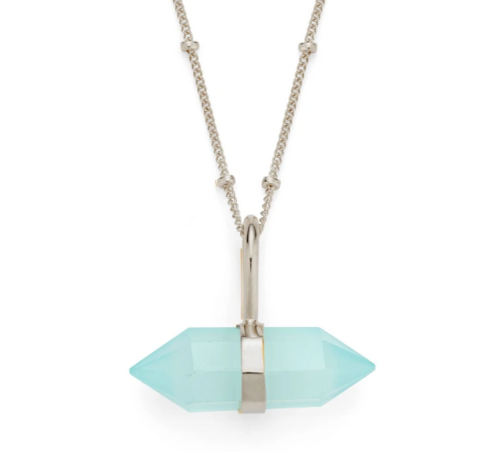 HARRY ROCKS AQUA CHALCEDONY MINI PENDANT NECKLACE