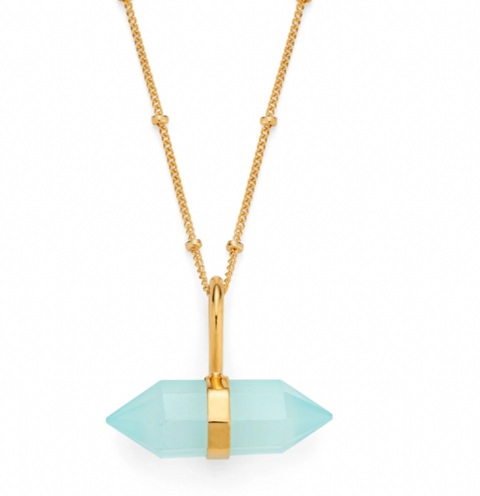 HARRY ROCKS AQUA CHALCEDONY MINI PENDANT NECKLACE