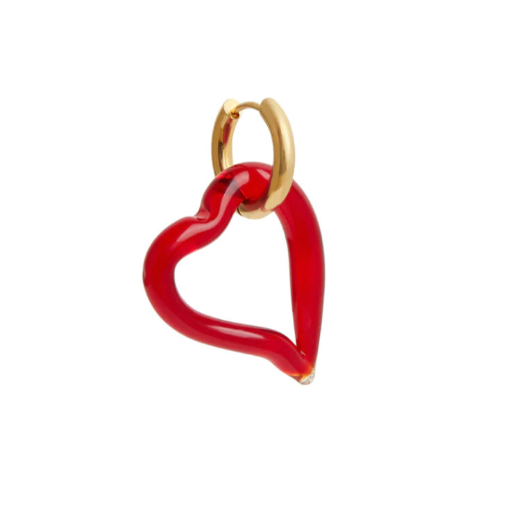 SANDRALEXANDRA HEART OF GLASS RED EARRINGS