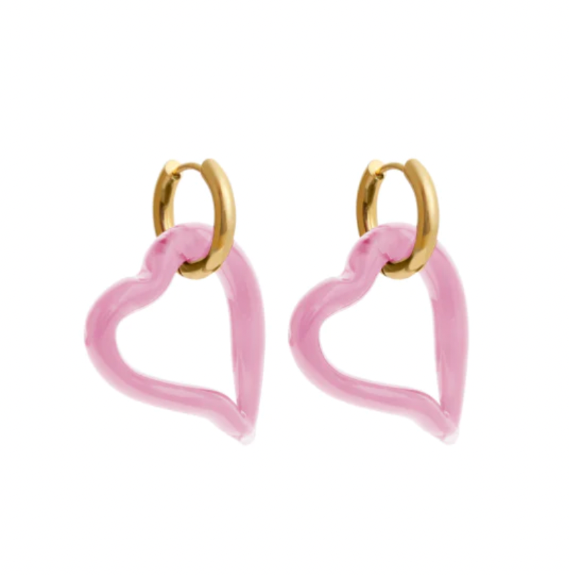 SANDRALEXANDRA HEART OF GLASS CLOUDY PINK EARRINGS