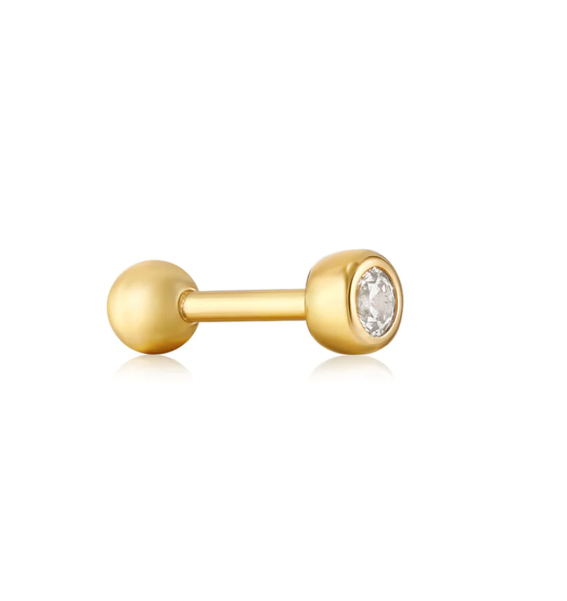 ANIA HAIE SPARKLE BEZEL BARBELL SINGLE EARRING