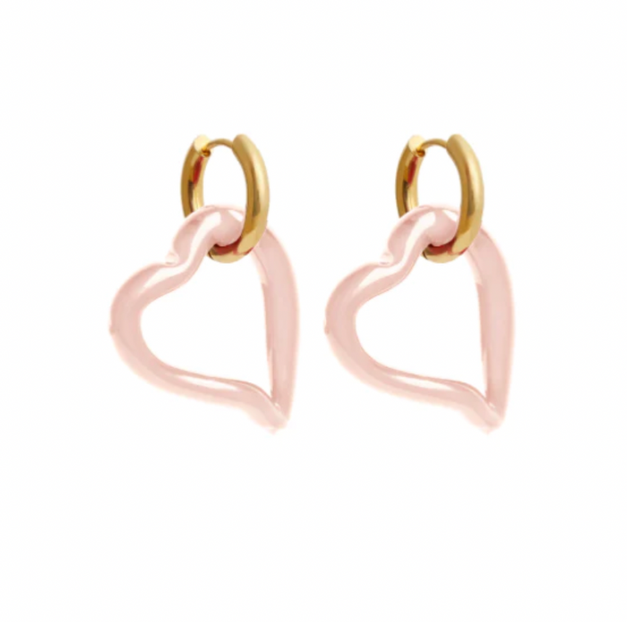 SANDRALEXANDRA HEART OF GLASS CLEAR PINK EARRINGS