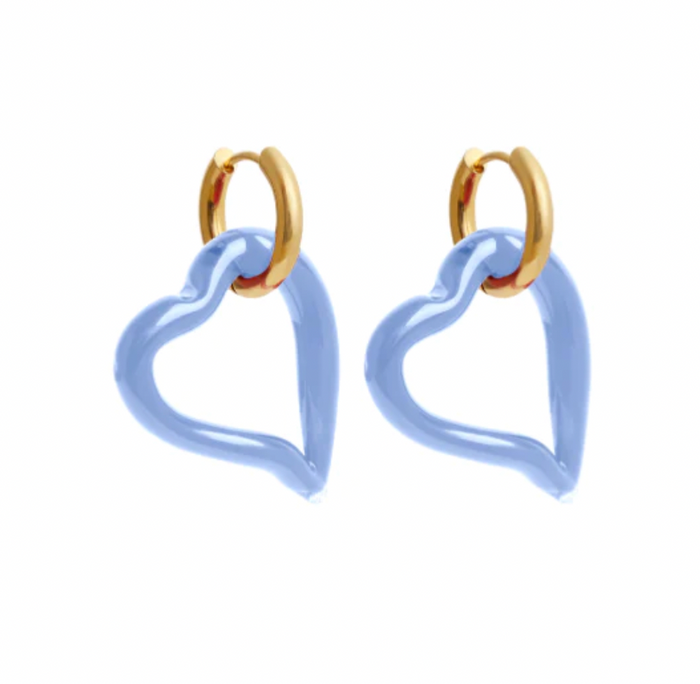 SANDRALEXANDRA HEART OF GLASS CLEAR BLUE EARRINGS