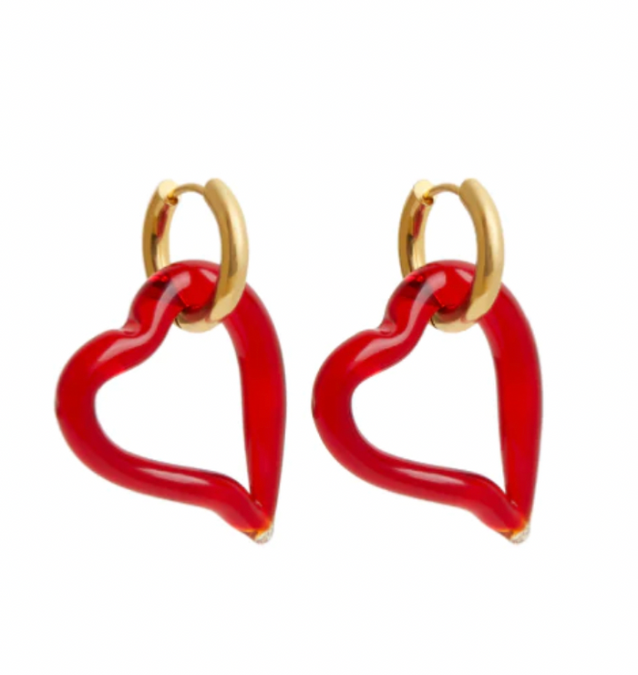 SANDRALEXANDRA HEART OF GLASS RED EARRINGS