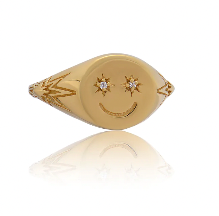 RACHEL JACKSON HAPPY FACE PINKY SIGNET RING