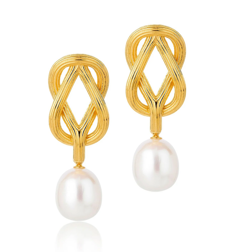 CLAUDIA BRADBY LOVE KNOT PEARL DROP EARRINGS