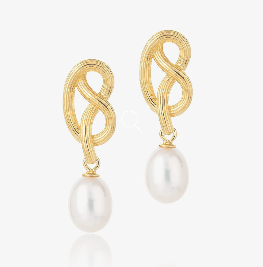 CLAUDIA BRADBY MEDIUM LOVE KNOT PEARL DROP EARRINGS