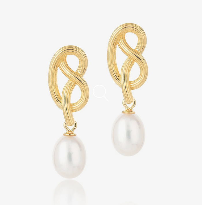 CLAUDIA BRADBY MEDIUM LOVE KNOT PEARL DROP EARRINGS