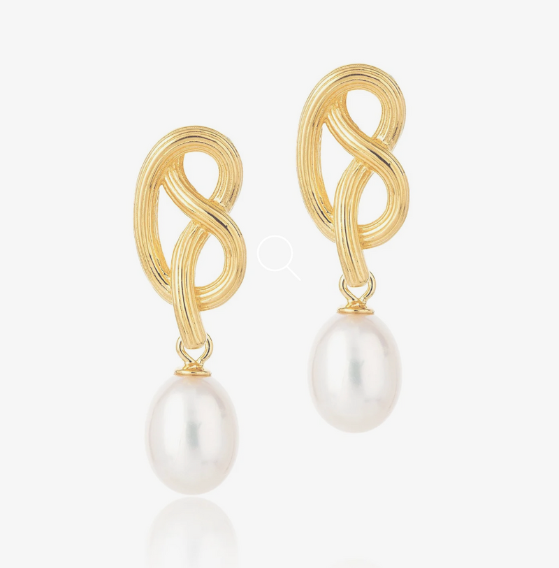 CLAUDIA BRADBY MEDIUM LOVE KNOT PEARL DROP EARRINGS