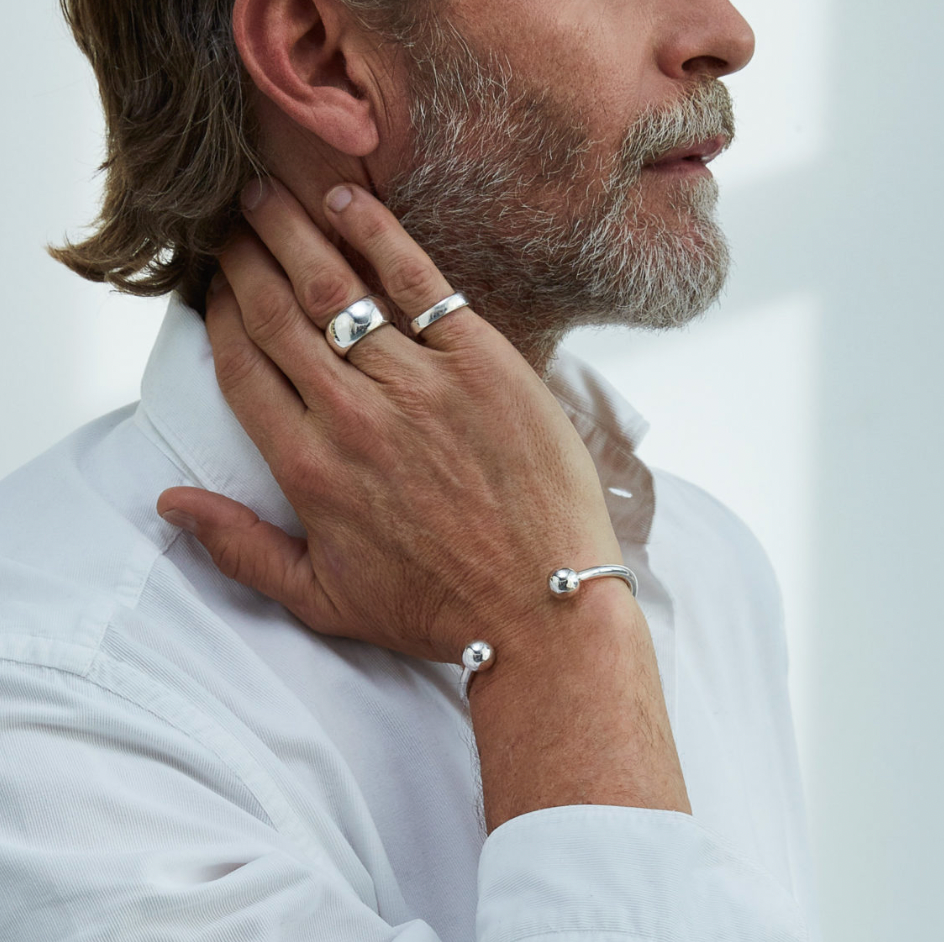 Mens solid silver torque bangle discount