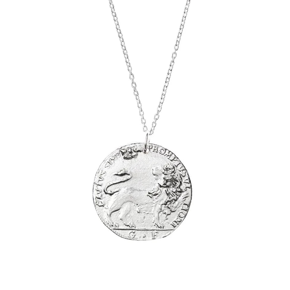 ALIGHIERI SNOW LION MEDALLION NECKLACE