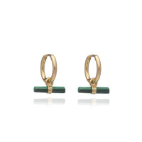 RACHEL JACKSON Mini Malachite T Bar Huggie Hoop Earrings