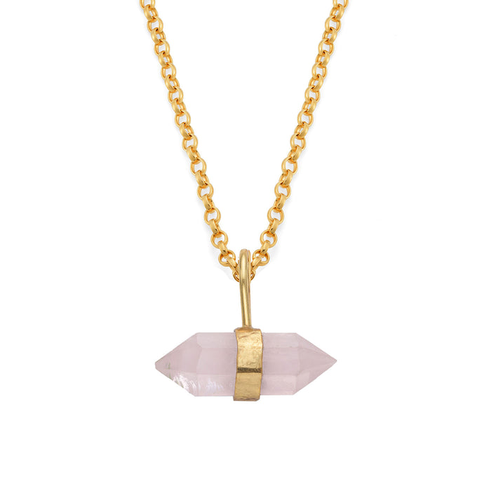 HARRY ROCKS ROSE QUARTZ PENDANT BELCHER NECKLACE