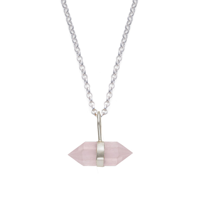 HARRY ROCKS ROSE QUARTZ PENDANT BELCHER NECKLACE