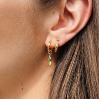 LAURA VANN IRIS HOOPS WITH RHOMBUS CHARM IN MINT