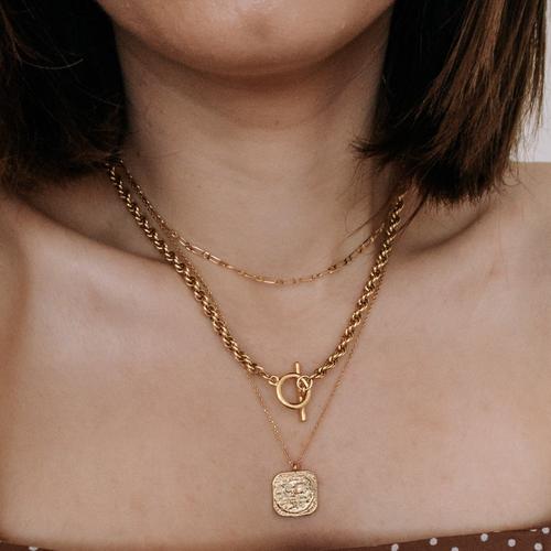 Medium Gold T-Bar On Chunky Belcher Chain - Tilly Sveaas Jewellery