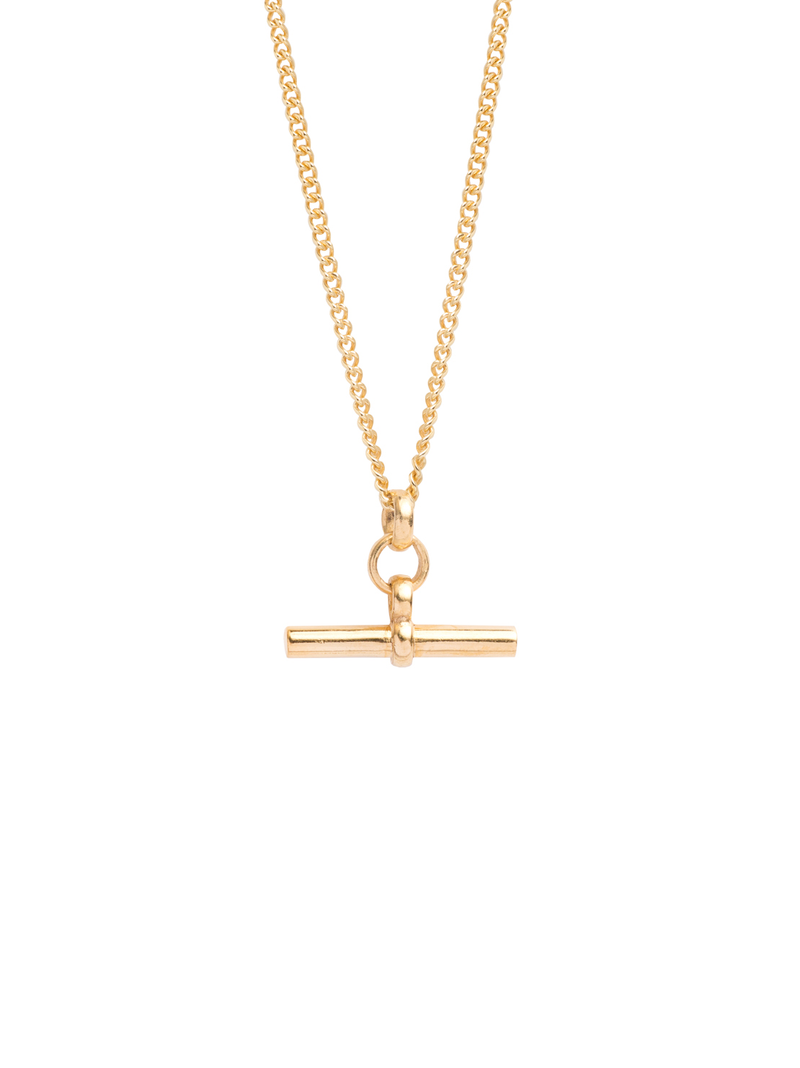 TILLY SVEAAS SMALL GOLD T BAR ON BELCHER CHAIN