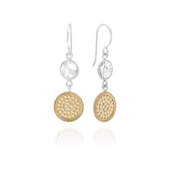 ANNA BECK HAMMERED AND DOTTED DOUBLE DROP EARRINGS