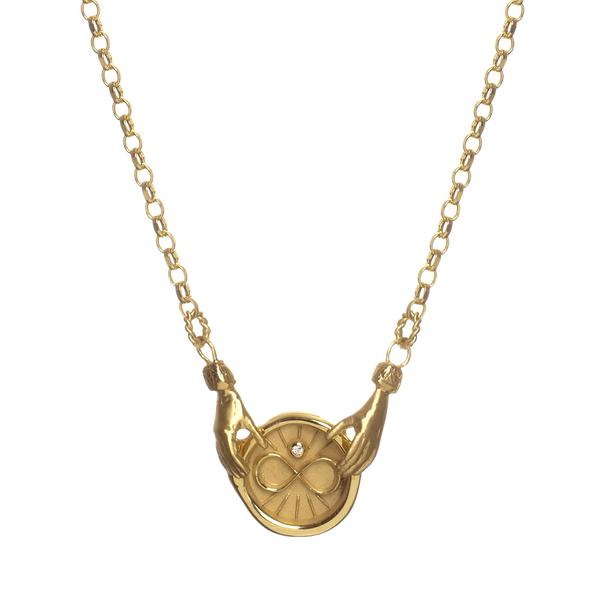 JESSICA DE LOTZ MADE TO ORDER SMALL SOLID GOLD ZODIAC NECKLACE