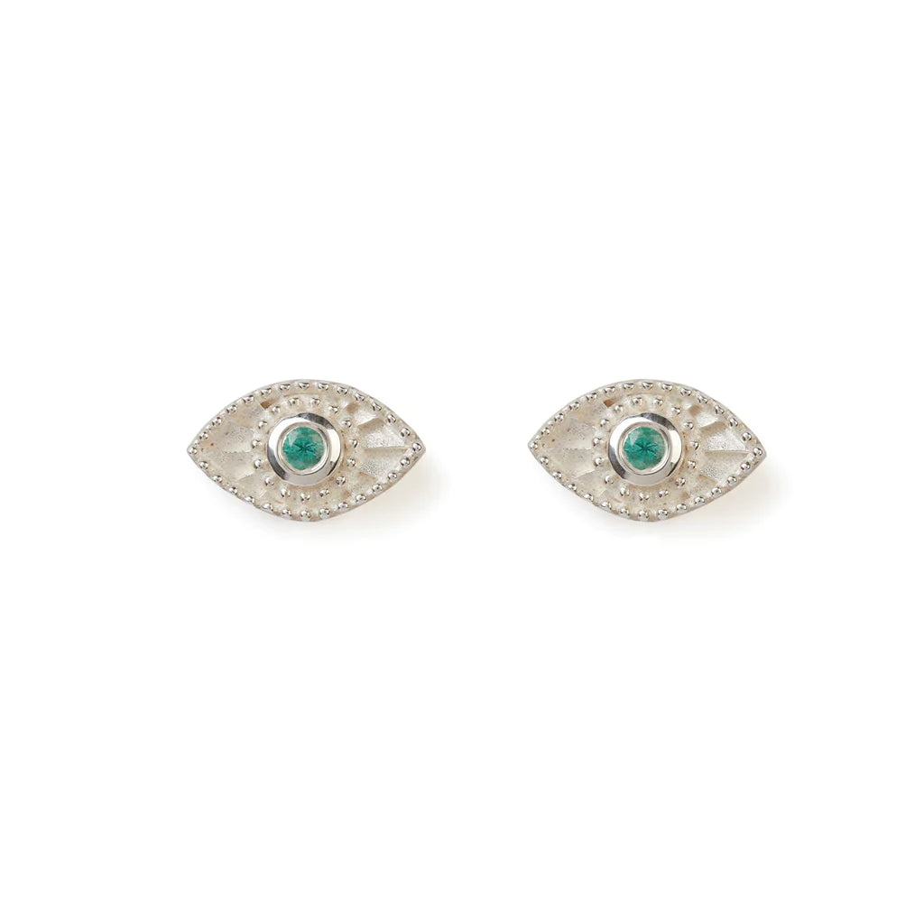 RACHEL ENTWISTLE MINI RAYS OF LIGHT WITH EMERALD STUD EARRINGS