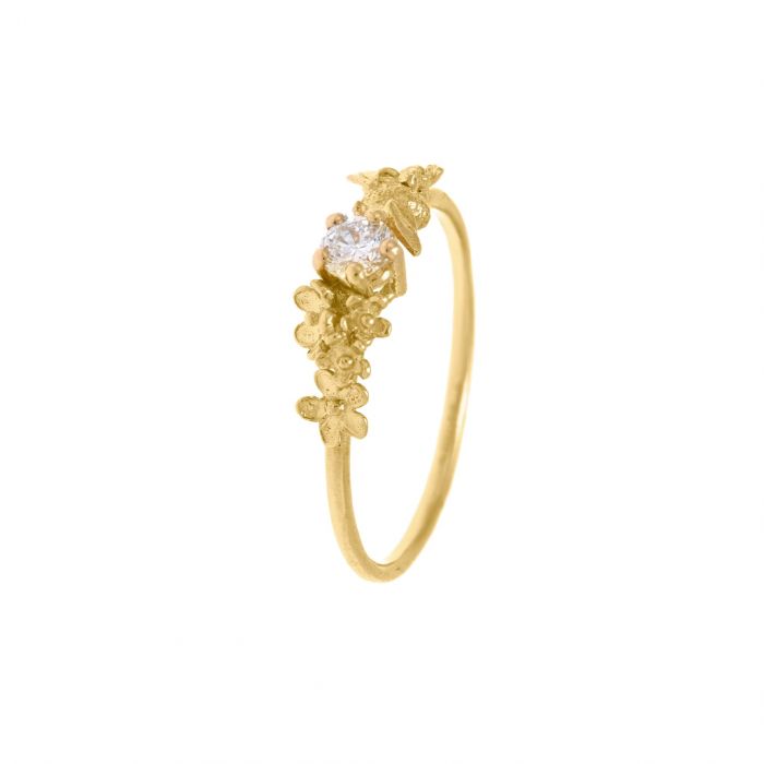 ALEX MONROE BEEKEEPER GARDEN RING WITH 0.11CT DIAMOND