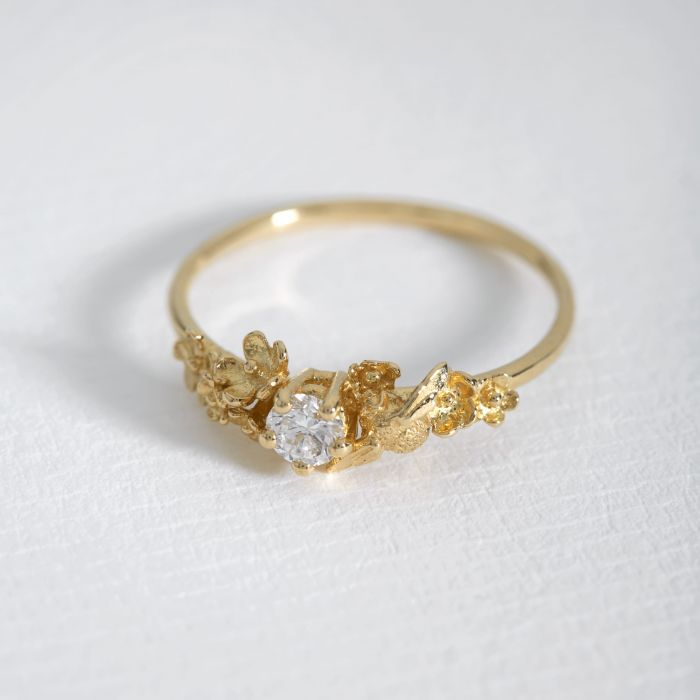 ALEX MONROE BEEKEEPER GARDEN RING WITH 0.11CT DIAMOND