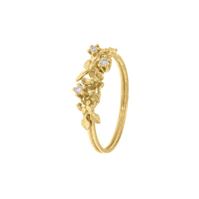 ALEX MONROE BEEKEEPER TWIST RING WITH THREE DIAMONDS