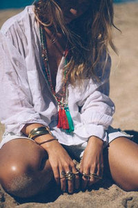 TRIBE + FABLE POM POM TASSEL NECKLACE